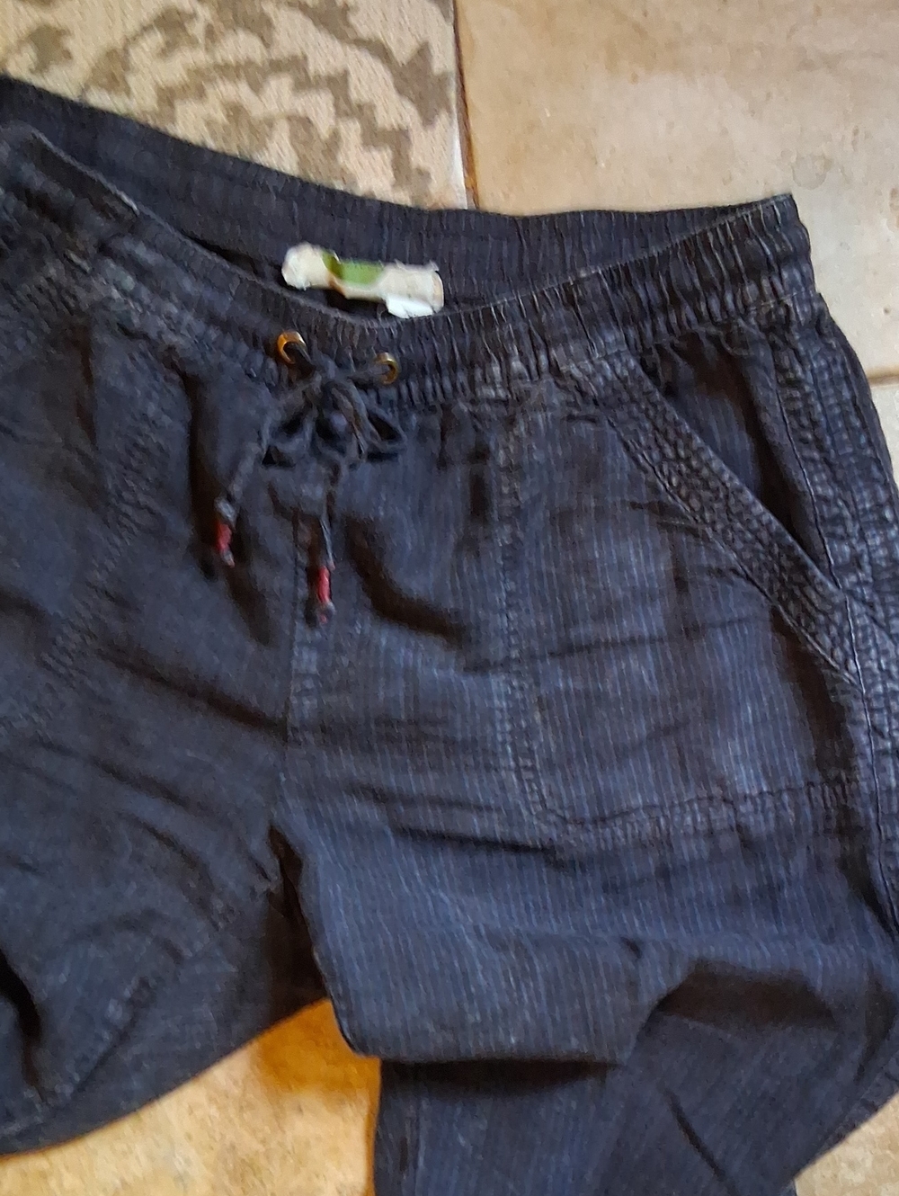Anthropologie Navy Elastic Waist Pinstripe Pants